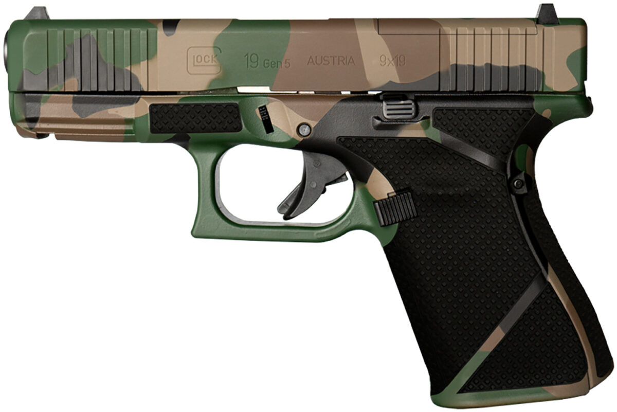 Glock PA195S204MOSNM81 G19 Gen5 MOS Compact Frame 9mm Luger 15+1 4.02" Black GMB Barrel, Camo Cerakote MOS Cut/Serrated Steel Slide, M81 Camo Polymer Frame w/Picatinny Rail, Ambidextrous 1 168115