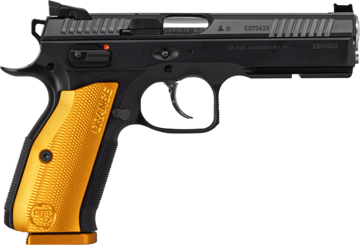 CZ-USA 91248 Shadow 2 9mm Luger 17+1 4.89" Stainless Steel Barrel, Black Nitride Optic Cut/Serrated Slide, Black Steel Frame w/Beavertail & Picatinny Rail, Orange Checkered Aluminum Grip 1 169831