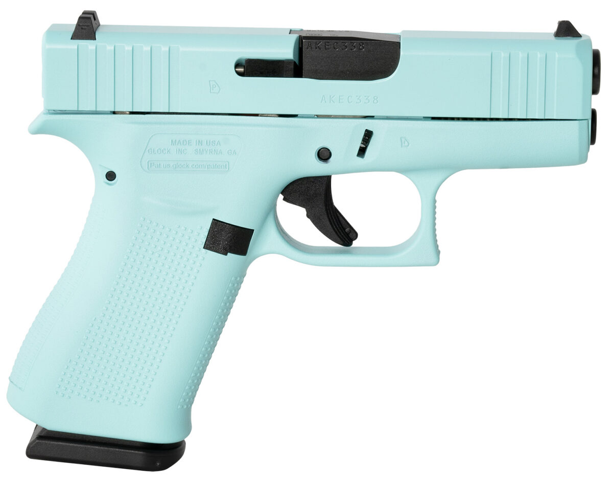 Glock UX4350204REB G43X Sub-Compact Frame 9mm Luger 10+1 3.41" Black GMB Barrel, Robins Egg Blue Cerakote Serrated Steel Slide, Robin Egg Blue Cerakote Polymer Frame w/Beavertail, Ambidextrous 1 169921