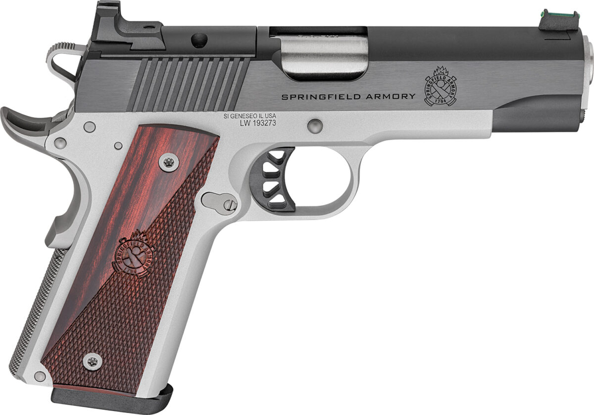 Springfield Armory PX9117LAOS 1911 Ronin 9mm 9+1 4.25" Stainless Steel Barrel Optic Ready Blued Slide Crossed Cannons Checkered Grip 1 170068