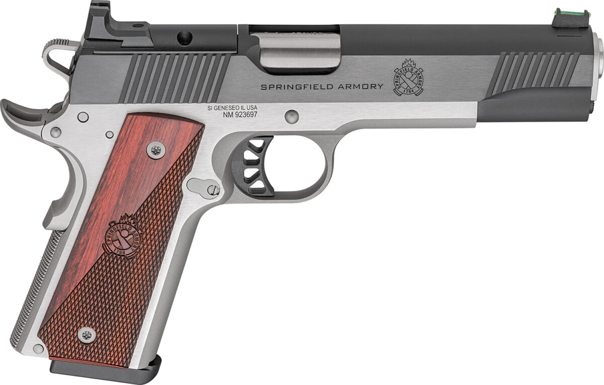 Springfield Armory PX9120LAOS 1911 Ronin 45 ACP 8+1 5" Stainless Steel Barrel Optic Ready Blued Slide Crossed Cannons Checkered Grip 1 170071