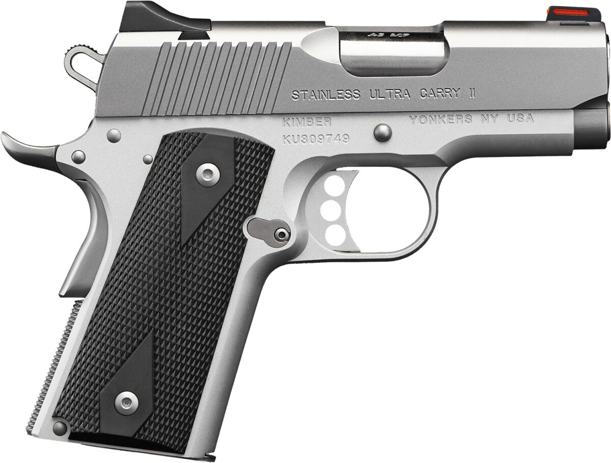 Kimber Mfg.,inc 3200062CA Stainless Ultra Carry II (CA) 45 ACP 7+1 3" Satin Silver Steel Slide Black Synthetic Double Diamond Checkering Grip 1 170450