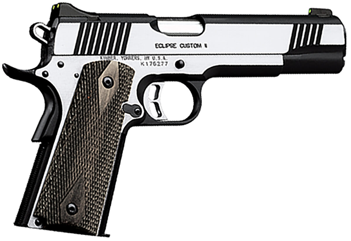 Kimber Mfg.,inc 3200122CA Eclipse Custom II (CA) 10mm 8+1 5 Brush Polished Front Serrations Stainless Steel Slide Laminated Gray/Black Double Diamond Grip 1 170454