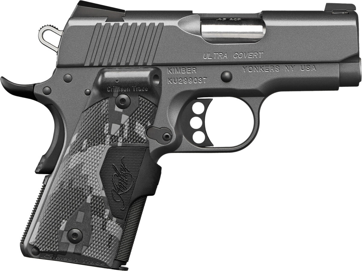 Kimber Mfg.,inc 3000250 Ultra Covert 45 ACP 7+1 3" Stainless Steel Slide Charcoal Gray KimPro II Frame Serrations Crimson Trace Urban Camouflage Grip 1 170468