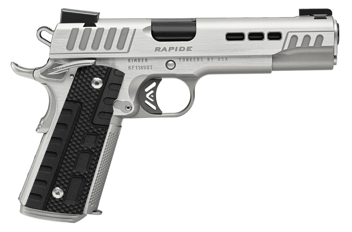 Kimber Mfg.,inc 3000428 Rapide Frost 9mm Luger 9+1 5" Black DLC Stainless Steel Barrel, Kimpro II Silver Lightening Cut/Serrated Stainless Steel Slide & Frame w/Beavertail, Black G10 Grip 1 170513