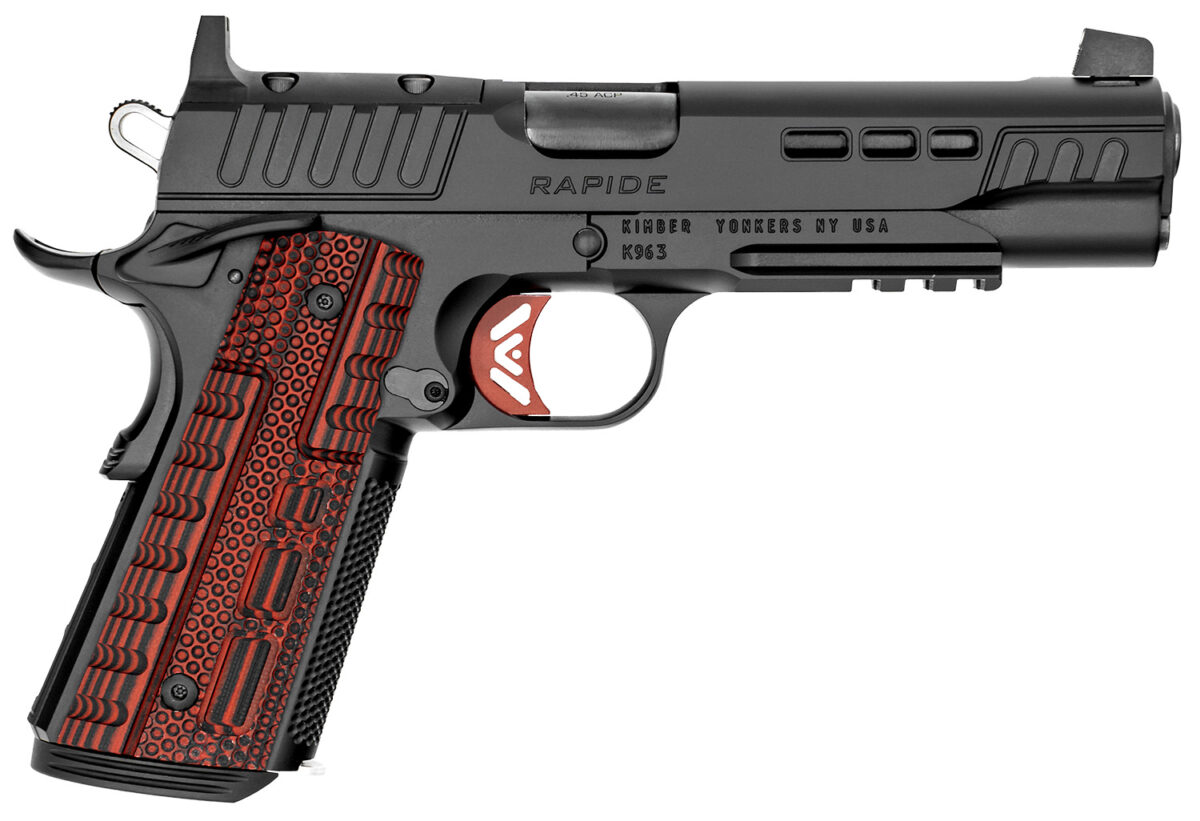 Kimber Mfg.,inc 3000453 Rapide Heat 9mm Luger 9+1 5.50" Black DLC Steel Barrel, KimPro II Black Lightening Cut/Optic Ready/Serrated Steel Slide, Kimpro II Black Steel Frame w/Beavertail, Red G10 Grip 1 170523