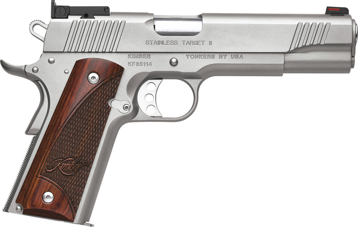 Kimber Mfg, Inc 3200325 Stainless II Target Full Size Frame 45 ACP 7+1 5" Stainless Match Grade Barrel, Satin Silver Serrated Stainless Steel Slide & Frame w/Beavertail, Rosewood Grip 1 170550