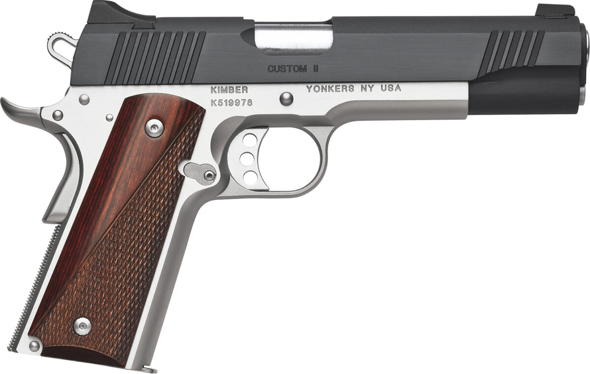Kimber Mfg.,inc 3200334 Custom II Two-Tone 9mm 9+1 5" Front Serrations Steel Slide Brush Polished Smooth/Checkered Rosewood Grip 1 170569