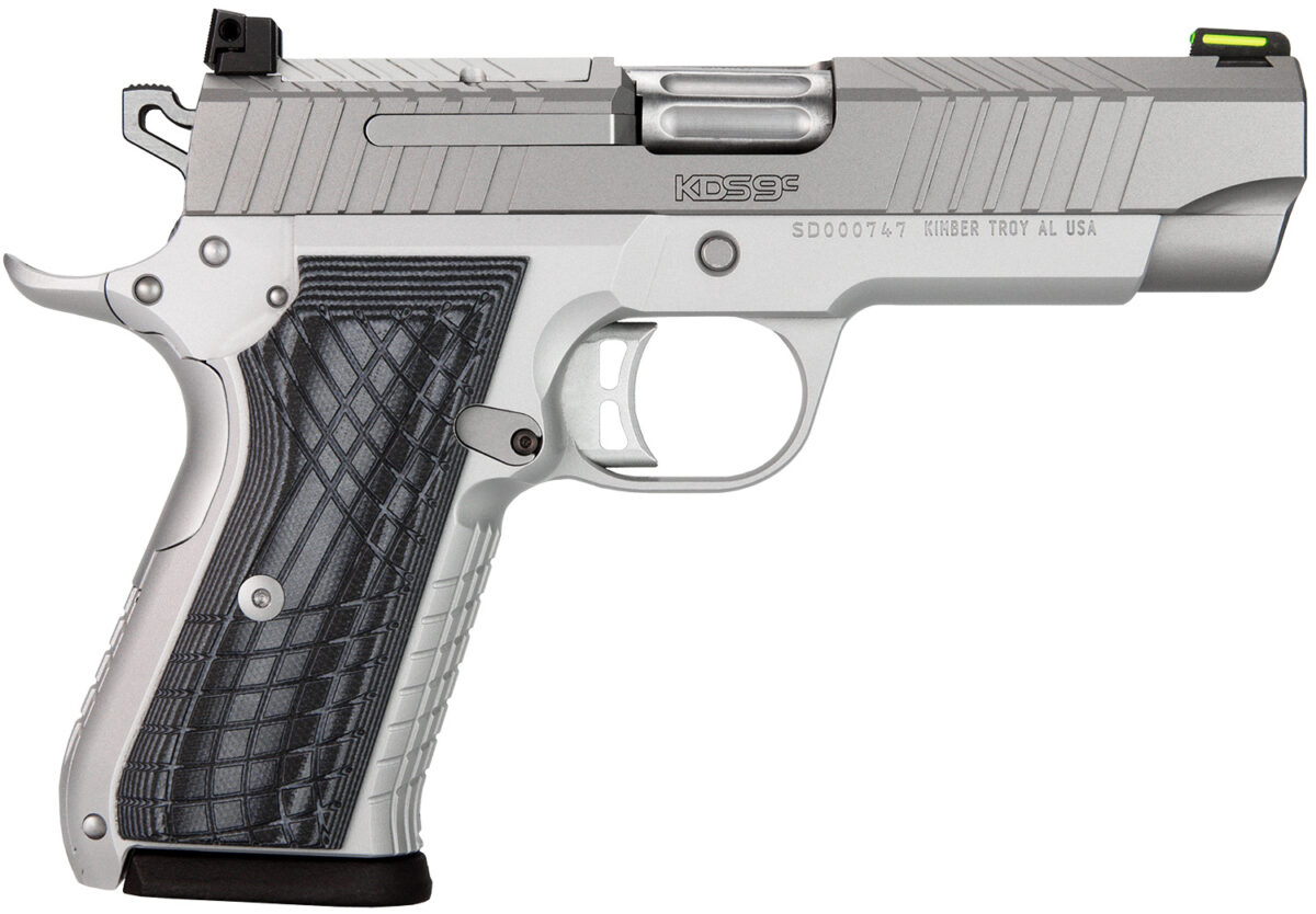Kimber Mfg.,inc 3100013 KDS9C 9mm 10+1 4.09" KimPro Silver Front and Rear Serrations Stainless Steel Slide Gray and Black G10 Crosshatch Grip 1 170602