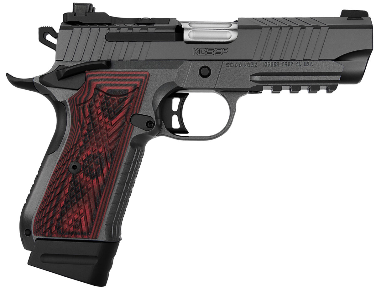 Kimber Mfg.,inc 3100024 KDS9C Rail 9mm 15+1 18+1 4.09" KimPro Gray Red/Black Front and Rear Serrations Stainless Steel Black Crosshatch cut G-10 Grip 1 170611