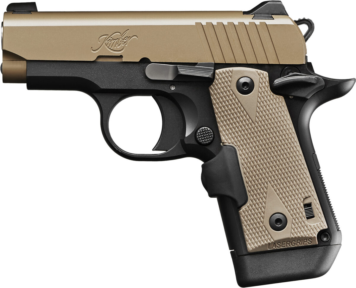 Kimber Mfg.,inc 3300209 Micro Desert Tan LG NS 380 ACP 7+1 2.75" Matte Black Stainless Steel Slide Crimson Trace Lasergrips Grip 1 170617
