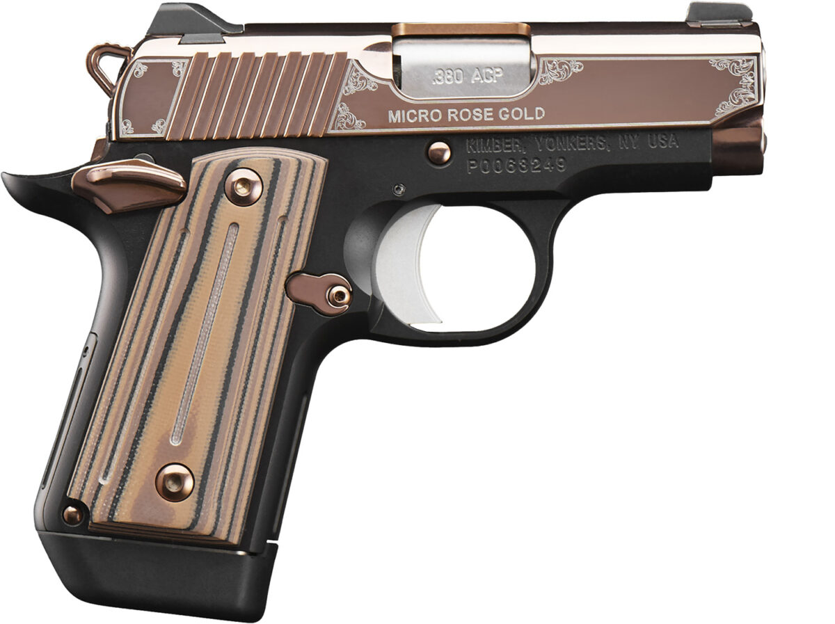 Kimber Mfg.,inc 3300173 Micro Rose Gold NS 380 ACP 7+1 2.75" Rose Gold PVD Coating Steel Slide Matte Black G10 Grip 1 170622