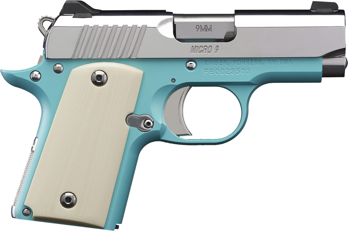Kimber Mfg.,inc 3700647 Micro 9 Bel Air NS 9mm 6+1 3.15" Stainless Steel Slide Bel Air Blue Mirror-Polished Ivory G-10 Grip 1 170633