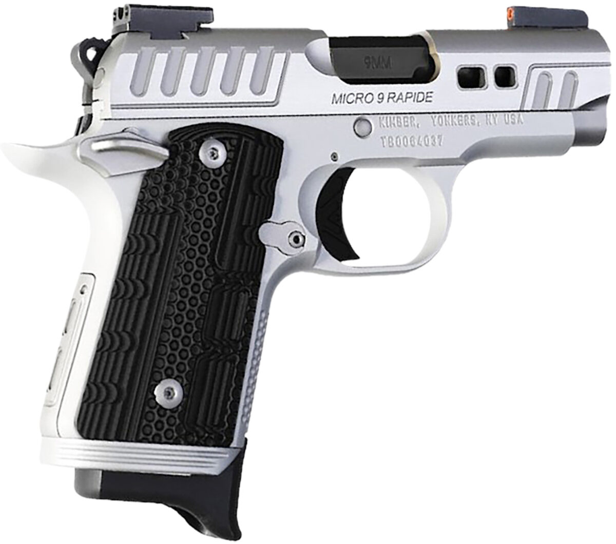 Kimber Mfg.,inc 3300237 Micro 9 Rapide Frost 9mm 7+1 3.15" Brushed Stainless/Silver KimPro II Black G10 Grip 1 170873