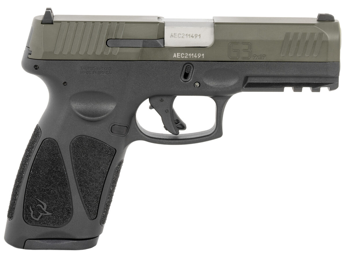 Taurus 1-G3B94B G3 Full Size Frame 9mm 17+1 4" Matte Stainless Steel Barrel, OD Green Serrated Alloy Steel Slide, Black Polymer Frame w/Picatinny Rail, Textured Grip 1 174520