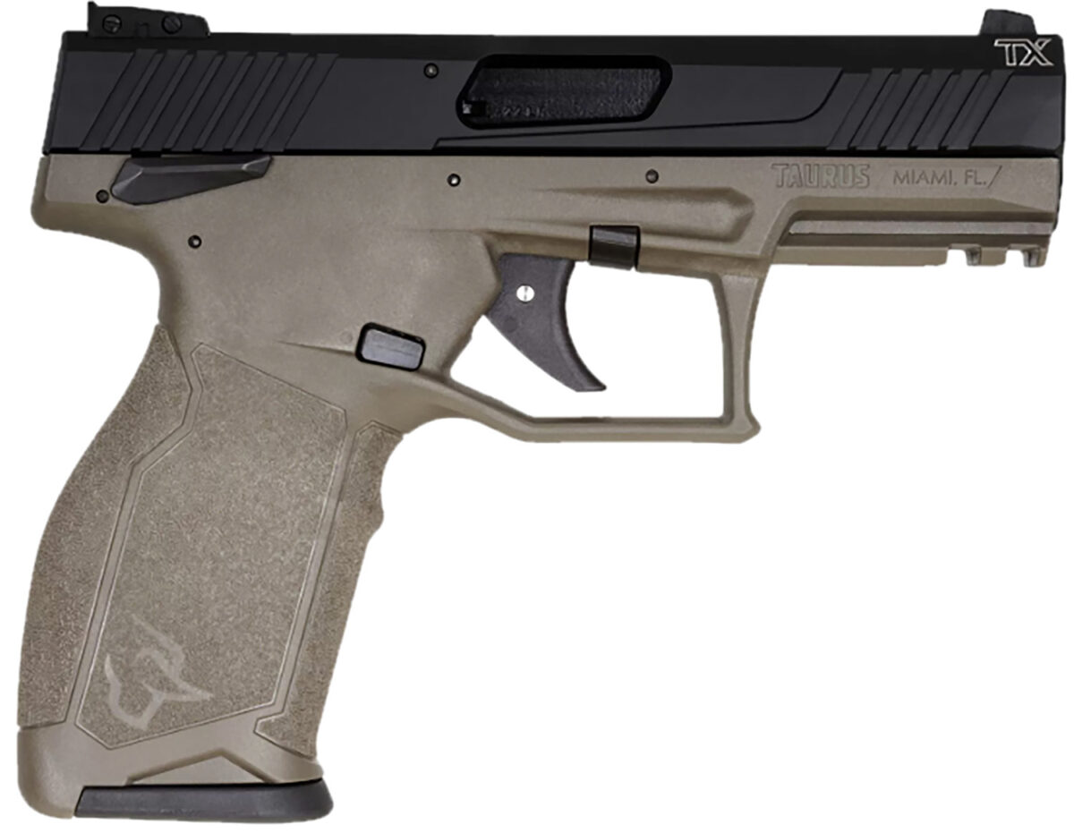 Taurus 1-2TX22141O 2TX Full Size Frame 22 LR 22+1 4.60" Matte Black Threaded Barrel, Black Anodized Serrated Slide, OD Green Polymer Frame w/Picatinny Rail, Textured Grip 1 174523