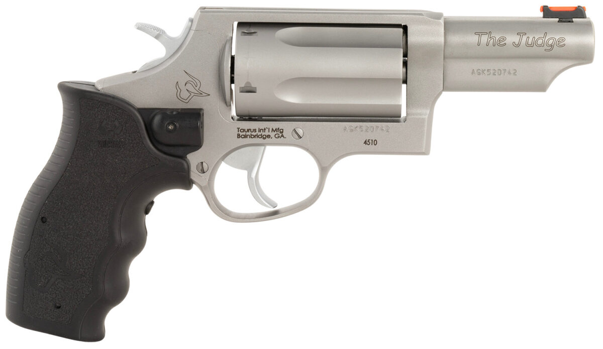 Taurus 2-441039TVL Judge w/Laser Compact 45 Colt (Long Colt)/410 Bore 2.50" Chamber 5rd 3" Stainless Steel Barrel, Cylinder & Stainless Steel Frame, Viridian Laser, Transfer Bar Safety 1 174695