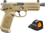 FN 66102270 FNX w/Optic 45 ACP 15+1 5.30" Black Steel Threaded Barrel, Flat Dark Earth Optic Ready/Serrated Stainless Steel Slide & Polymer Frame w/Picatinny Rail, Holosun 407C Red Dot, Ambidextrous 2 174876
