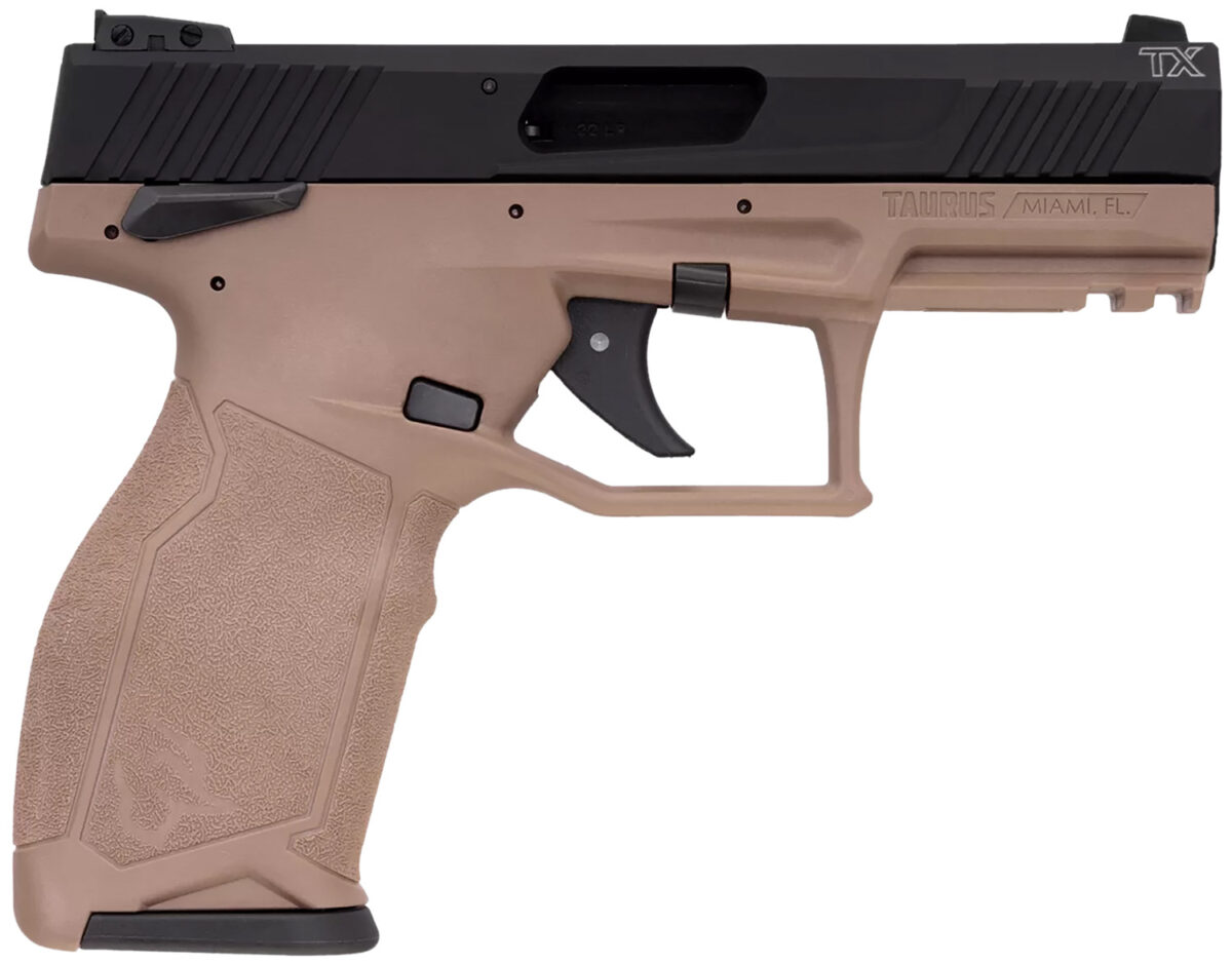 Taurus 1-2TX22141F-10 2TX Full Size Frame 22 LR 10+1 4.60" Matte Black Threaded Barrel, Black Anodized Serrated Slide, Flat Dark Earth Polymer Frame w/Picatinny Rail, Textured Grip 1 175895