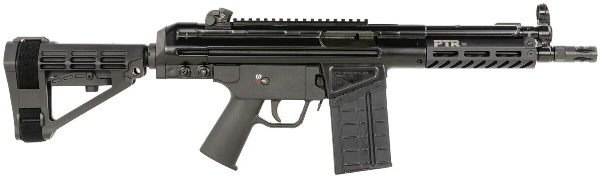 PTR PDWR BR 308 Win 20+1 8.50" Black Nitride Heavy Contour Threaded Barrel, Black Parkerized Aluminum Picatinny Rail Receiver, SB Tactical Brace, Black Polymer Grip 1 178074