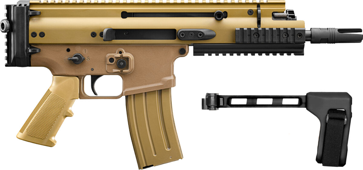 FN 38101885 SCAR 15P 5.56x45mm 10+1 7.50" Black Flat Dark Earth Picatinny Rail Aluminum Receiver SB Tactical Brace 1 179145