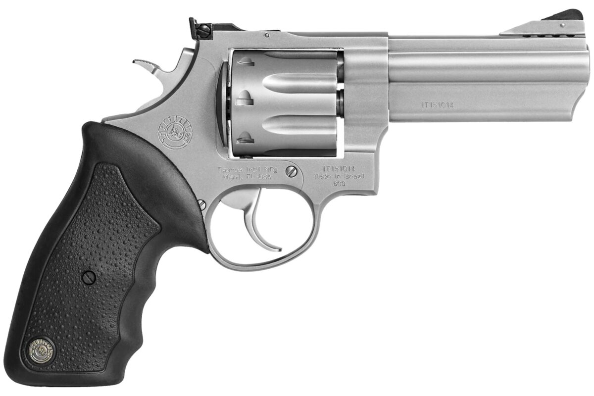 Taurus 608 Revolver - Stainless Steel | 357 Mag / 38 Spl +P | 4" Barrel | 8rd | Rubber Grip 1 2 608049