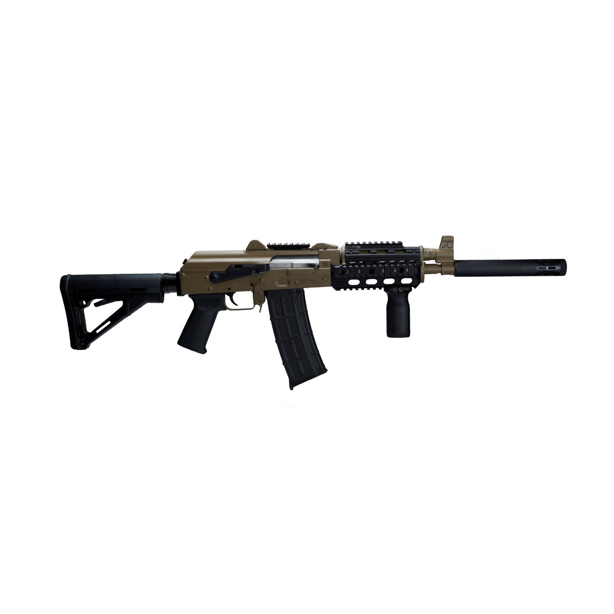 ZPAP85 AK Rifle | 5.56x45 | Quad rail | Top rail | CTR Stock | Muzzle Extension | FDE Cerakote 1 2000x2000 zpap85 sbr fde