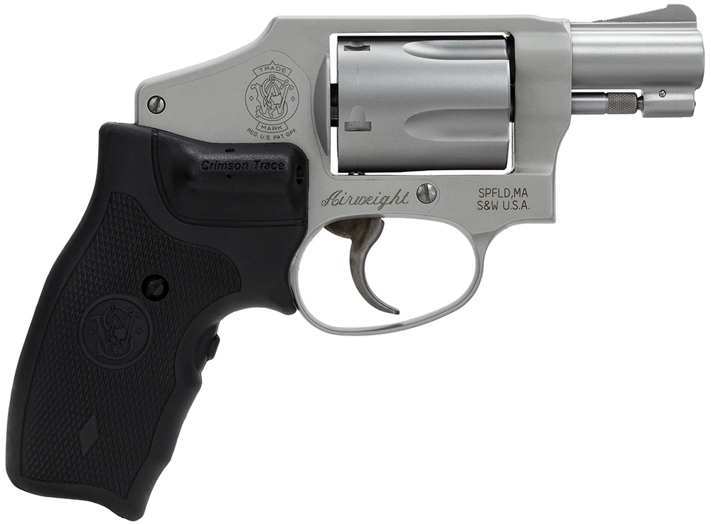 Smith & Wesson 163811 Model 642 Airweight 38 Special + P 5 Shot 1.88" Stainless Steel Barrel/Cylinder, Matte Silver Aluminum Alloy J-Frame, Includes Crimson Trace LG-305 Lasergrip 1 26376
