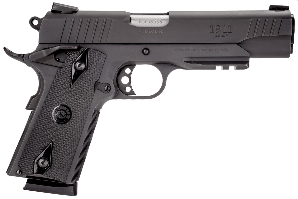 Taurus 1191101B1 1911 Full Size Frame 45 ACP 8+1 5" Matte Stainless Steel Barrel, Matte Black Serrated Steel Slide & Frame w/Beavertail & Picatinny Rail, Black Checkered Polymer Grip, Right Hand 1 27388