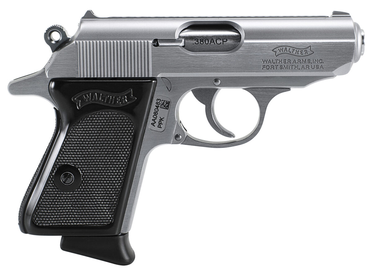 Walther Arms 4796001 PPK 380 ACP 6+1 3.30" Stainless Steel Barrel, Matte Stainless Serrated Zinc Alloy Slide, Stainless Aluminum Frame w/Beavertail, Black Polymer Grip, Manual Thumb Safety 1 3241