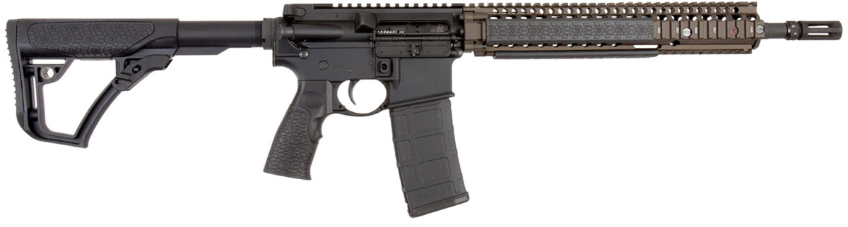 Daniel Defense 0208806027055 DDM4 M4A1 *CA Compliant 5.56x45mm NATO 14" 10+1 Black Hard Coat Anodized 6 Position w/SoftTouch Overmolding Stock with Flat Dark Earth Handguard 1 3444