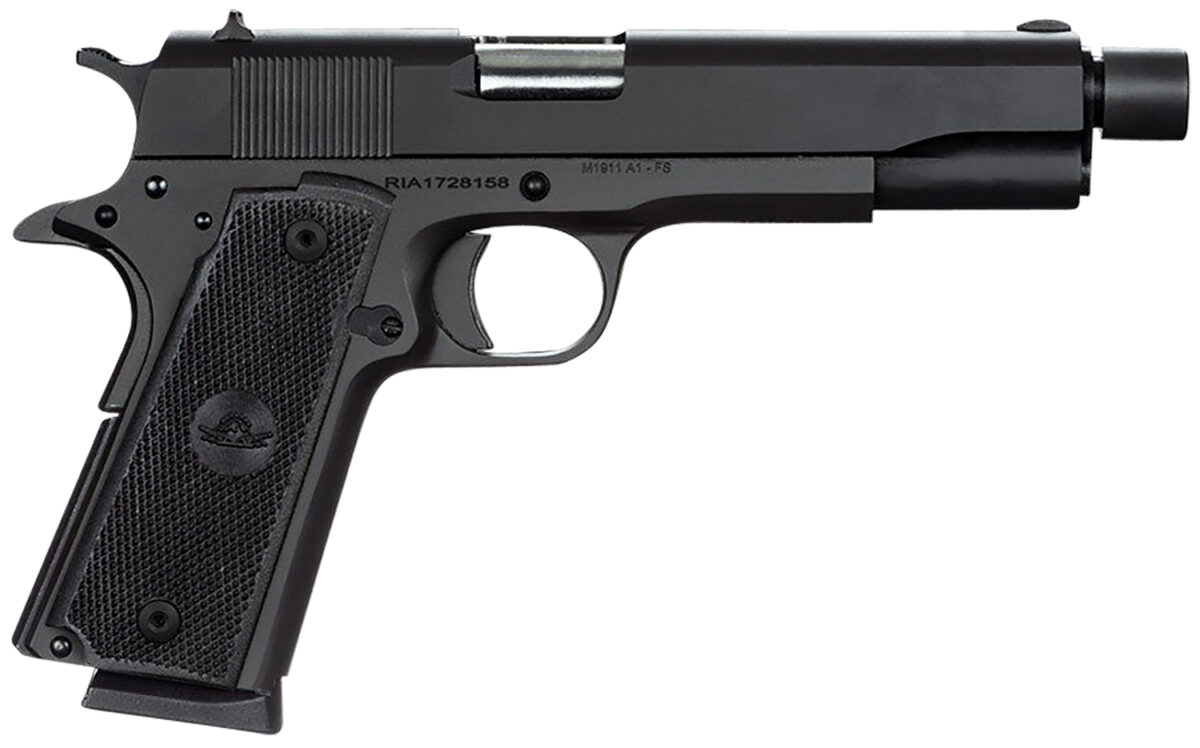 Rock Island 51473 GI Standard FS 45 ACP Caliber with 5" Barrel, 8+1 Capacity, Overall Black Parkerized Finish Steel, Beavertail Frame, Serrated Slide & Black Rubber Grip 1 35186