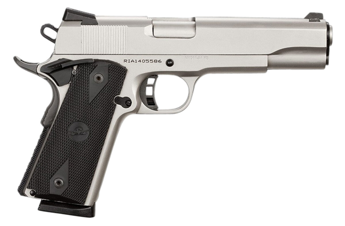 Rock Island 51448 Rock Standard FS 45 ACP 8+1 5" Barrel, Overall Matte Nickel Finish Steel, Beavertail Frame, Serrated Slide & Black Rubber Grip 1 35194