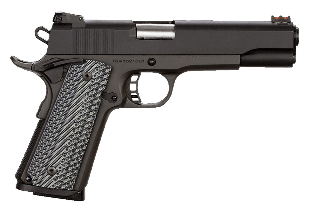 Rock Island 51486 Rock Ultra FS 45 ACP Caliber with 5" Barrel, 8+1 Capacity, Overall Black Parkerized Finish Steel, Beavertail Frame, Serrated Slide & Black/Gray G10 Grip 1 35196