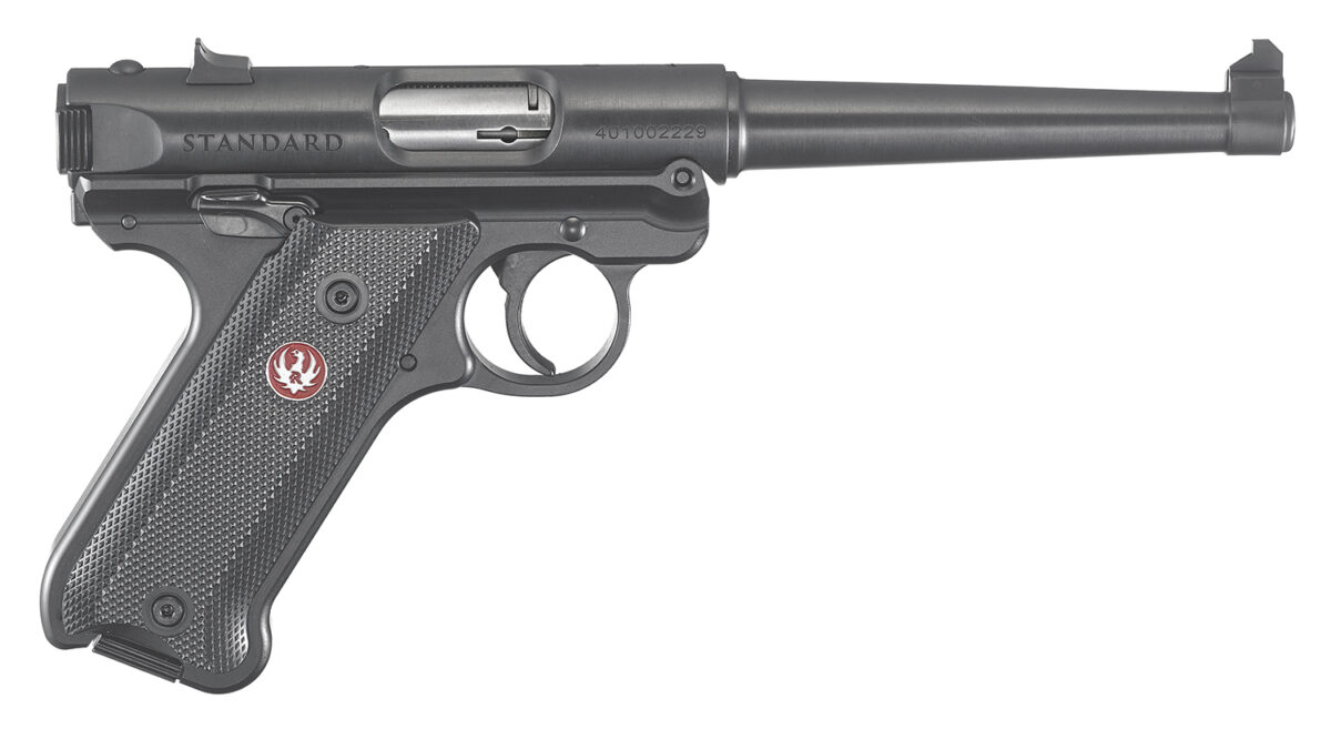 Ruger 40105 Mark IV 22 LR 10+1 6" Satin Stainless Tapered Barrel, Blued Steel Slide & Aluminum Frame Checkered Synthetic Grip 1 44362