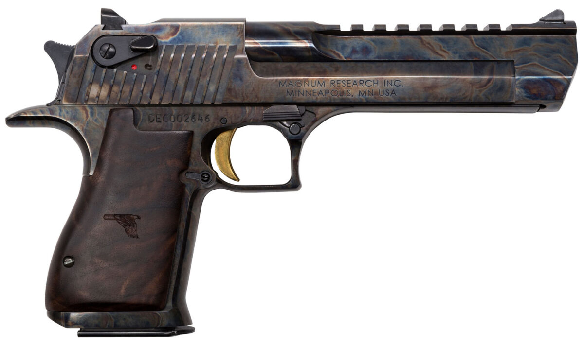 Magnum Research DE44CH Desert Eagle Mark XIX 44 Rem Mag 6" 8+1 Color Case Hardened Carbon Steel with Clear Cerakote Frame & Slide Walnut with Engraved Desert Eagle Logo Grip 1 44592