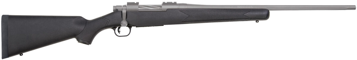 Mossberg 28005 Patriot 243 Win 5+1 22" Stainless Cerakote Fluted Barrel, Stainless Cerakote Receiver Drilled & Tapped, Black Fixed Synthetic Stock, Right Hand 1 49195