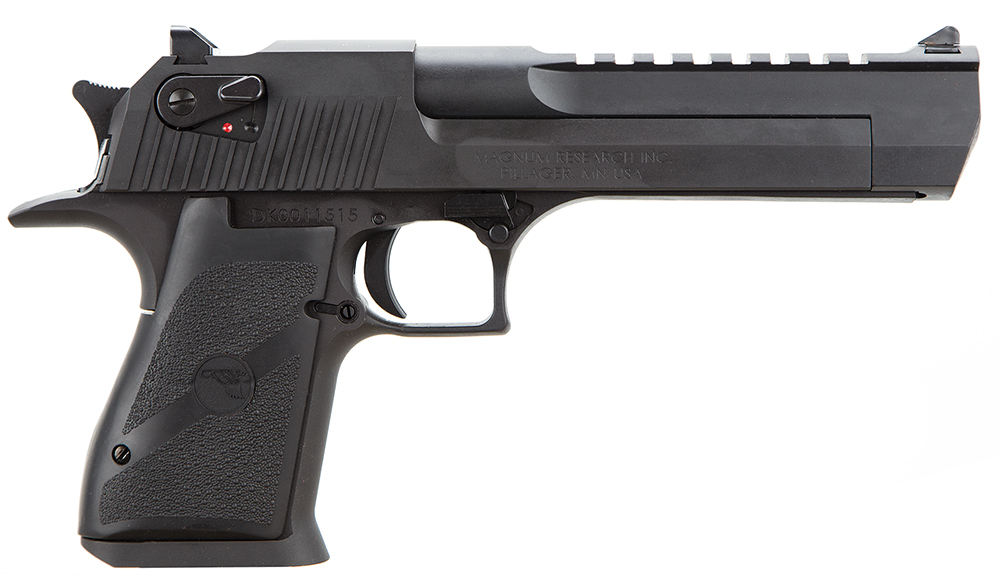 Magnum Research DE44 Desert Eagle Mark XIX 44 Rem Mag Caliber with 6" Picatinny Rail Barrel, 8+1 Capacity, Overall Black Finish Carbon Steel, Beavertail Frame, Serrated Slide & Rubber Grip 1 49294