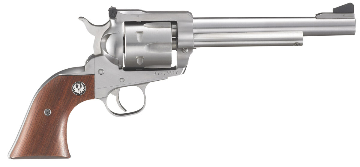 Ruger 0319 Blackhawk 357 Mag 6 6.50" Satin Stainless Steel Barrel, Cylinder & Frame, Hardwood Grip, Transfer Bar Safety, Exposed Hammer 1 70165