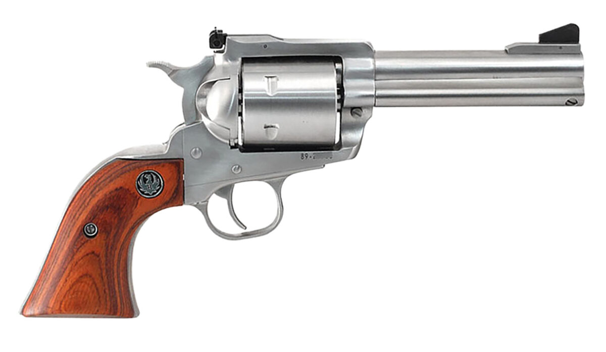 Ruger 0814 Super Blackhawk Large Frame 44 Rem Mag/44 Special 6rd 4.63" Satin Stainless Steel Barrel, Cylinder & Frame, Hardwood Grip, Transfer Bar Safety, Exposed Hammer 1 70181