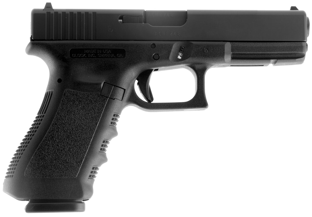 Glock UI1750203 G17 Gen3 Full Size Frame 9mm Luger 17+1 4.48" Black Steel Barrel, Matte Black Serrated Steel Slide, Black Polymer Frame w/Picatinny Rail, Black Texture Finger Groove Grip, USA Made 1 8026