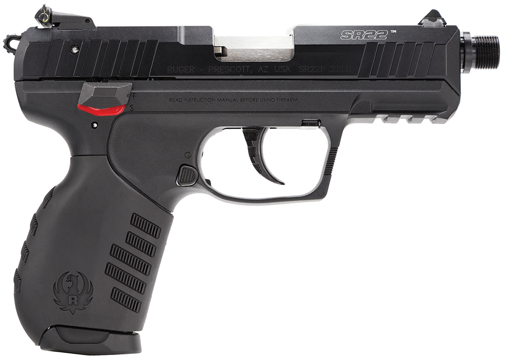 Ruger 3604 SR22 22 LR 10+1 3.50" Satin Stainless Threaded Barrel, Black Anodized Serrated Slide, Black Polymer Frame w/Picatinny Rail, Black Polymer Grip, Right Hand 1 84867