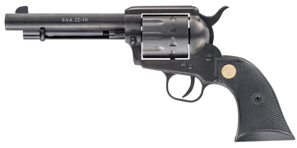 Chiappa Firearms CF340160 SAA 1873 Medium Frame 22 LR 10 Shot, 5.50" Blued Steel Barrel, Blued Steel Frame, Blued Cylinder, Black Plastic Grip, Exposed Hammer 1 88303
