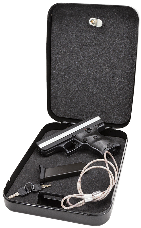 Hi-Point CF380HSP CF Home Security Package 380 ACP 8+1, 3.50" Black Steel Barrel, Black Powder Coated/Chrome Serrated Steel Slide, Black Polymer Frame & Grip, Keyed Lock Box 1 91046
