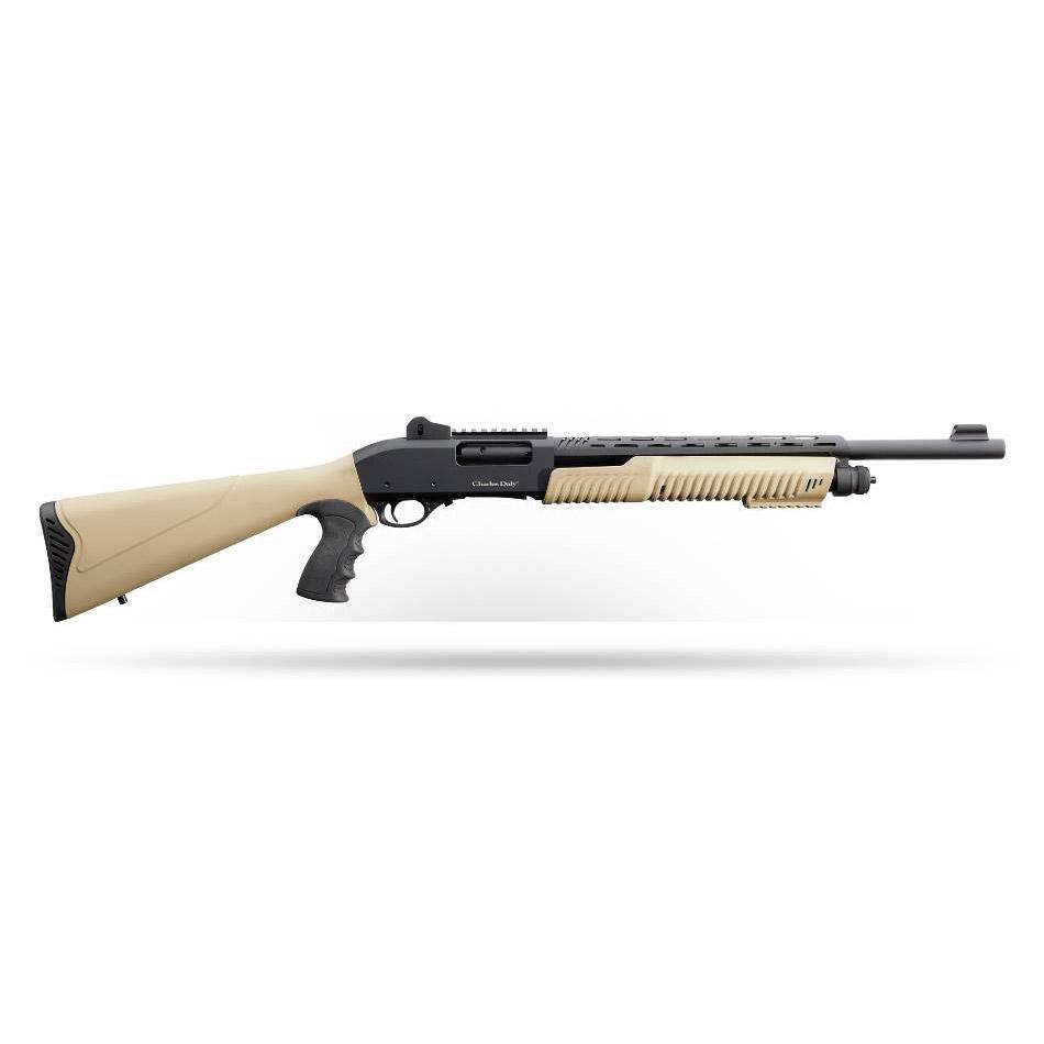 Charles Daly Model 301 Tactical Pump Shotgun 12ga 3"Chamber 5rd Capacity 18.5" Barrel FDE Stock Ghost Ring sight 1 https3A2F2Fmedia.chattanoogashooting.com2Fimages2Fproduct2FCH9302792F930.279