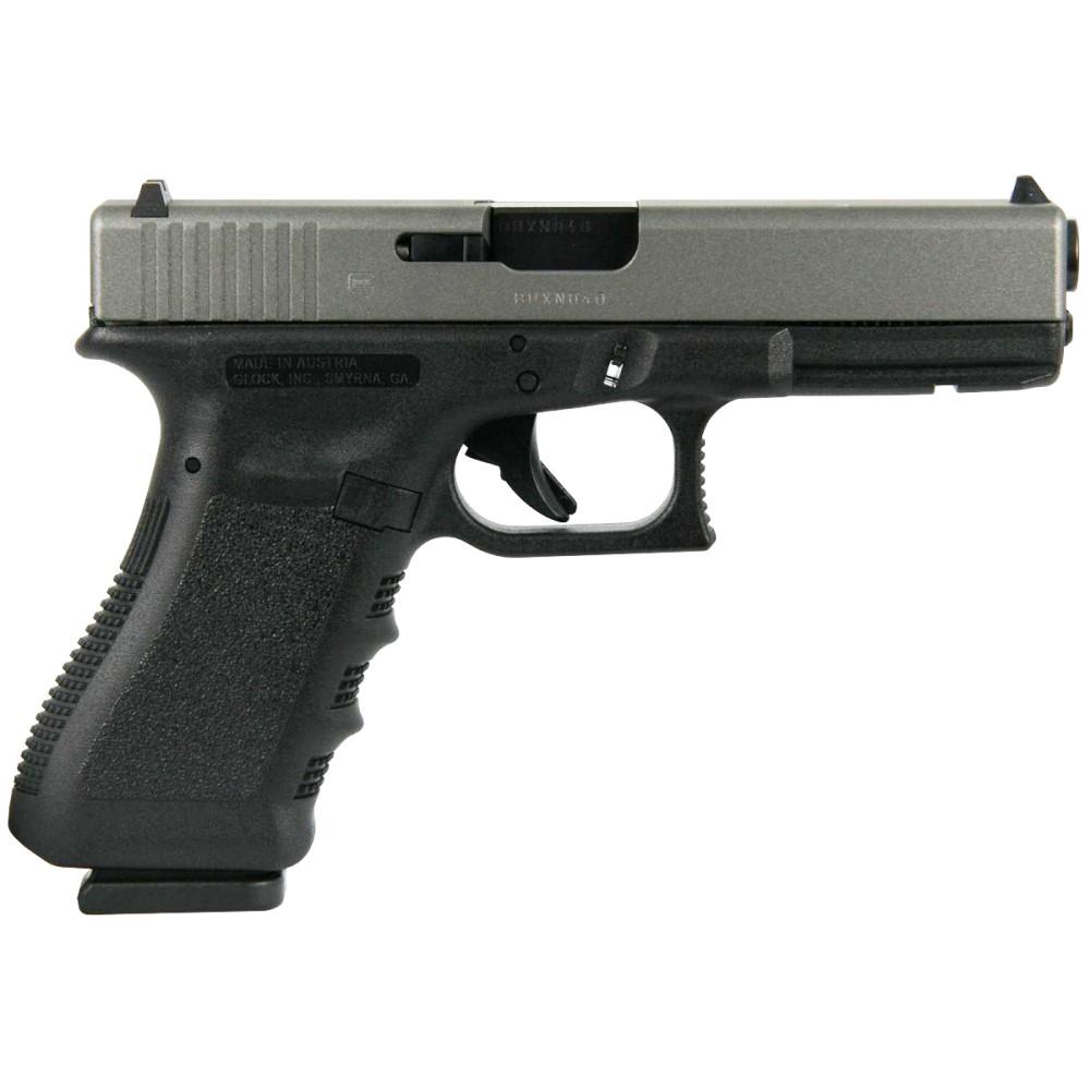 Glock 17 Gen 3 Custom "Two Tone Black Frame with Silver Slide" Handgun 9mm Luger 17rd Magazines (2) 4.5" Barrel Austria 1 https3A2F2Fmedia.chattanoogashooting.com2Fimages2Fproduct2FGLPI1750203TT2FGLPI1750203TT 3 4