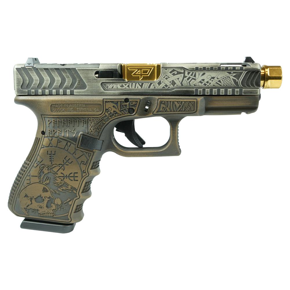 Glock 19 Gen 3 Custom "Viking Engraved Colonial Brown" Handgun 9mm Luger 15rd Magazines (2) 4.60" Zaffari Precision Threaded Barrel Austria 1 https3A2F2Fmedia.chattanoogashooting.com2Fimages2Fproduct2FGLPI19502VK2FGLPI19502VK 1