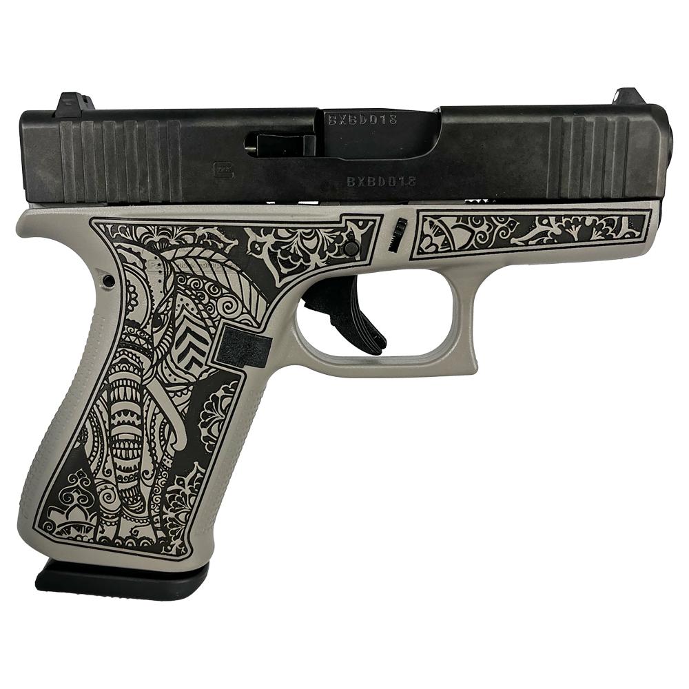 Glock 43x Custom "Gray Steel Elephant Engraved" Subcompact Handgun 9mm Luger 10/rd Magazines (2) 3.41" Barrel Austria 1 https3A2F2Fmedia.chattanoogashooting.com2Fimages2Fproduct2FGLPX4350201ELEGRS2FGLPX4350201ELEGRS 1
