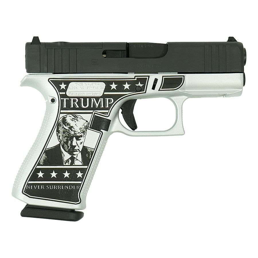 Glock 43x MOS Custom "Trump 2024 Mug Shot" Subcompact Handgun 9mm Luger 10rd Magazines (2) 3.41" Barrel Black 5.5lb Trigger Front Rail Austria 1 https3A2F2Fmedia.chattanoogashooting.com2Fimages2Fproduct2FGLPX4350201FRMOSMS2FGLPX4350201FRMOSMS 1