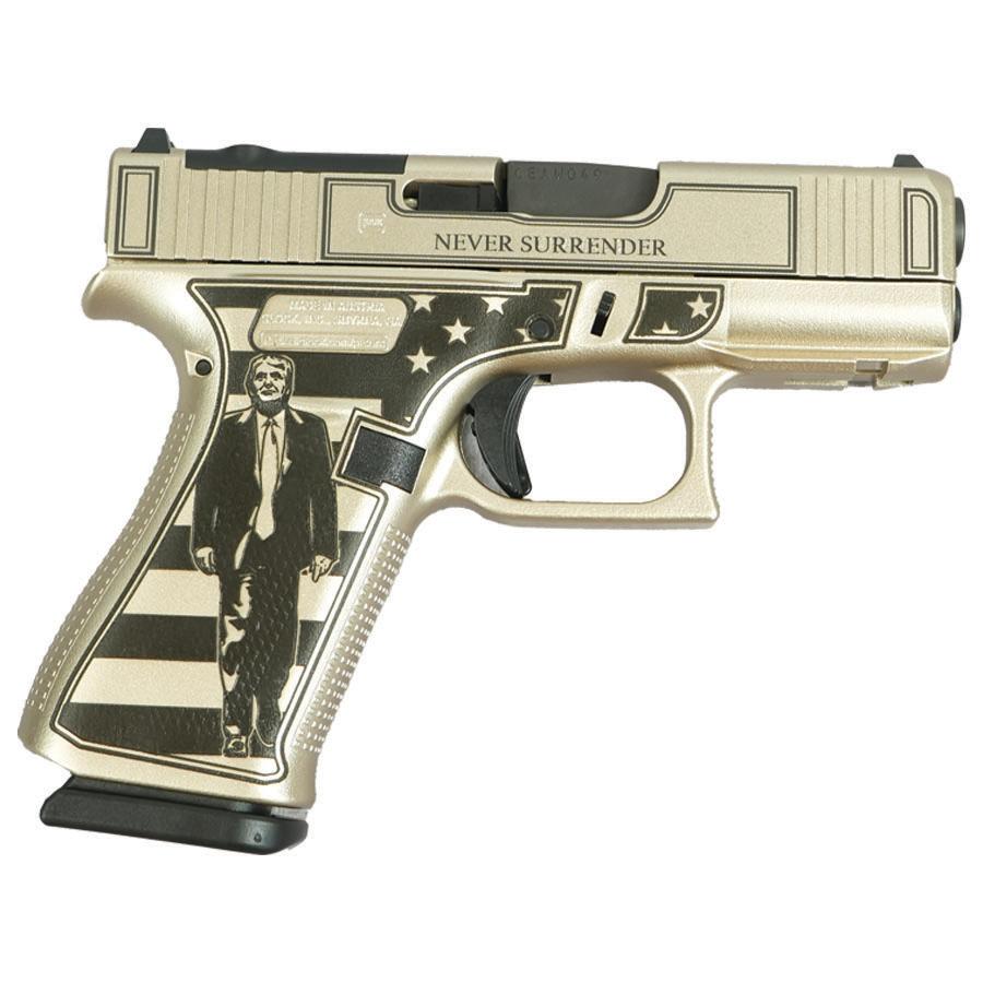 Glock 43x MOS Custom "Trump Fight/Never Surrender" Handgun 9mm Luger 10rd Magazines (2) 3.41" Barrel FS with Front Rails Austria 1